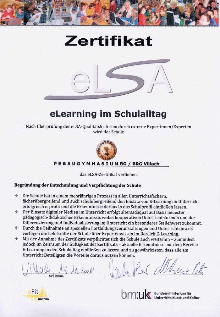 eLSA-Zertifikat vom 17.12.2008