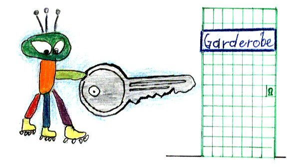 Die Garderobe mu� immer versperrt werden